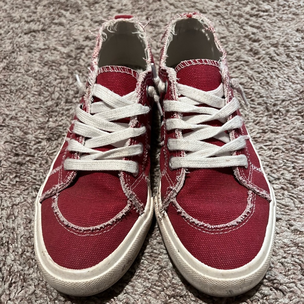 Red slip on shoes